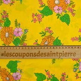 Coton liberty ® Tropical Sprig fond jaune au mètre