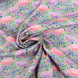 Coton liberty ® Poppy Canopy parme et rose au mètre
