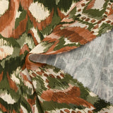 Polyester tissé imprimé ikat de brume kaki