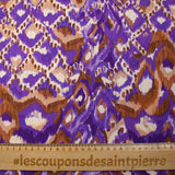 Polyester tissé imprimé ikat de brume violet