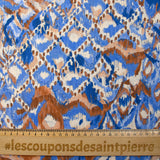 Polyester tissé imprimé ikat de brume bleu