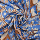 Polyester tissé imprimé ikat de brume bleu
