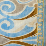 Polyester tissé imprimé moulure royale beige, bleu ciel et marron