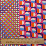 Viscose imprimée cercle vintage fuchsia fond violet