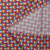 Viscose imprimée cercle vintage fuchsia fond violet
