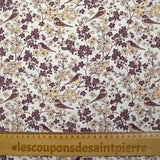 Coton imprimé envolée florale fond blanc cassé