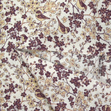 Coton imprimé envolée florale fond blanc cassé