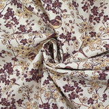 Coton imprimé envolée florale fond blanc cassé