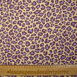 Coton imprimé léopard violet fond jaune beurre