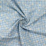 Cotton Vichy Seersucker Fondo de cielo azul bordado