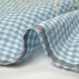 Cotton Vichy Seersucker Fondo de cielo azul bordado