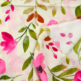 Viscose imprimée fleurs rose fond écru