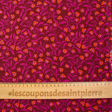 Viscose imprimée tiges fond lie de vin