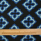 Viscose imprimée mosaïque marine fond noir