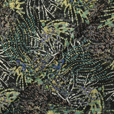 Mousseline imprimée lurex feu d'artifice vert sauge fond noir