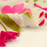 Viscose imprimée fleurs rose fond écru