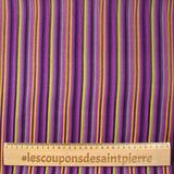 Mousseline crinkle 100% soie imprimée rayure violet et jaune