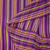 Mousseline crinkle 100% soie imprimée rayure violet et jaune