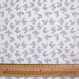 Popeline polycoton imprimée buisson marine fond blanc