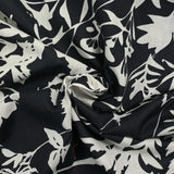 Cotton woven appearance Linen printed floral shadow dark blue background