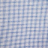 Popeline polycoton tissée-teinte à carreaux Isaac bleu fond blanc