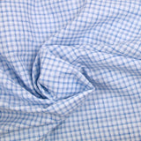 Popeline polycoton tissée-teinte à carreaux Isaac bleu fond blanc