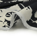 Cotton woven appearance Linen printed floral shadow dark blue background