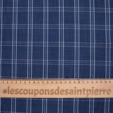Popeline polycoton tissée-teinte à grands carreaux fond marine