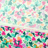 Coton imprimé Martina fleurs fantaisie fuchsia et vert au mètre