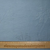 Crêpe viscose Lily brodé feuillage bleu barbeau