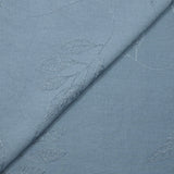 Crêpe viscose Lily brodé feuillage bleu barbeau