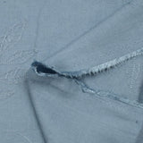 Crêpe viscose Lily brodé feuillage bleu barbeau