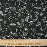 Twill de polyester brodé Solène fond noir