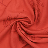 Crêpe viscose Lily brodé feuillage rouge