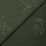 Crêpe viscose Lily brodé feuillage vert de chasse