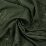 Crêpe viscose Lily brodé feuillage vert de chasse