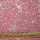 Toile brodée Ariel rose chiné