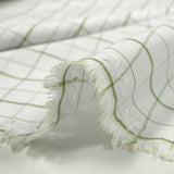 Coton à carreaux vert sauge fond blanc