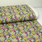 Coton imprimé Matilde fleurs fuchsia et jaune au mètre