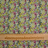 Coton imprimé Matilde fleurs fuchsia et jaune au mètre