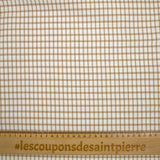 Polyester élasthanne à carreaux camel fond blanc cassé