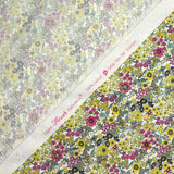 Coton imprimé Matilde fleurs fuchsia et jaune au mètre