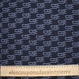 Polyviscose jacquard initials navy background