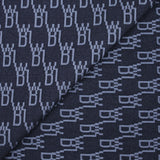 Polyviscose jacquard initials navy background
