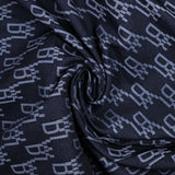 Polyviscose jacquard initials navy background
