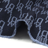 Polyviscose jacquard initials navy background