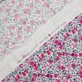 Coton imprimé Anna fleurs rose et fuchsia fond blanc au mètre