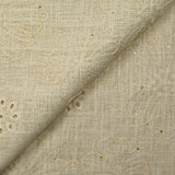 Lin viscose brodé ajouré sequins fleurs fond ficelle
