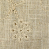 Lin viscose brodé ajouré sequins fleurs fond ficelle
