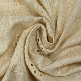 Lin viscose brodé ajouré sequins fleurs fond ficelle